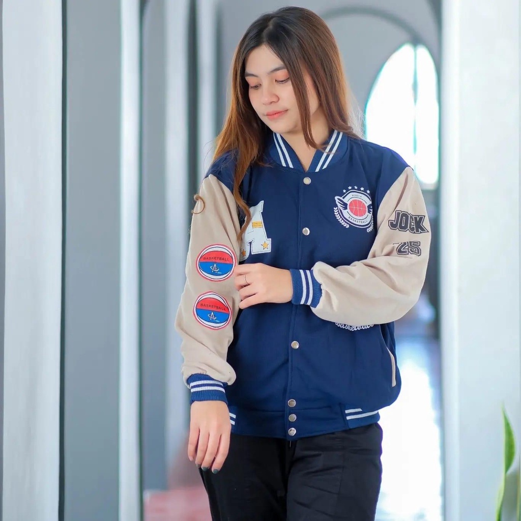 Jaket Baseball varsity wanita 3D A chock Fashion Terbaru