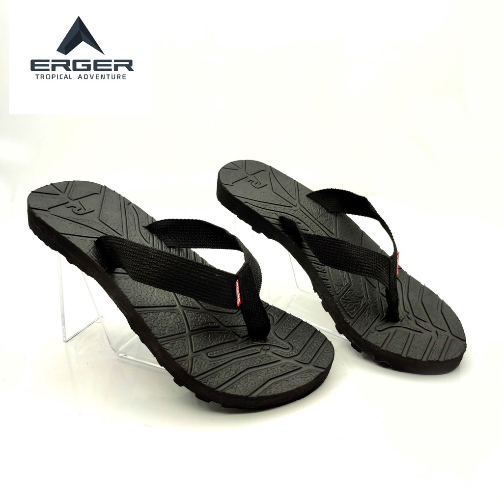 Sendal Japit Pria ERGER212 Premium Hitam Polos Grade Original Adventure