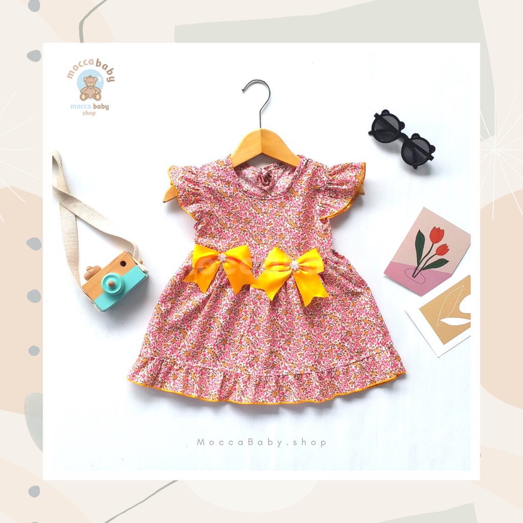 MBSS - (EXCLUSIVE ON MOCCABABY ) Dress Bayi Motif Animal Lucu Baju Bayi Perempuan / QIU2 DOUBLE RIBBON