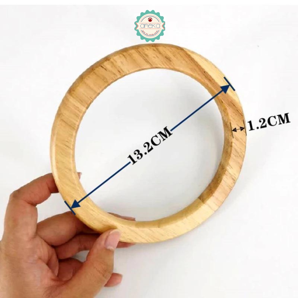 AnekaBenang - Gagang Tas Handle Kayu Ring D / Bulat [2PCS]