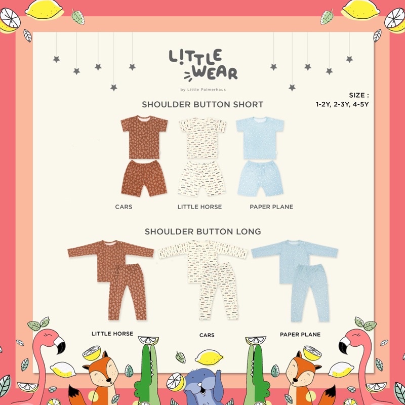 LITTLE PALMERHAUS LITTLE WEAR 11 horse car cars paper plane SHORT LONG SLEEVE set setelan baju celan