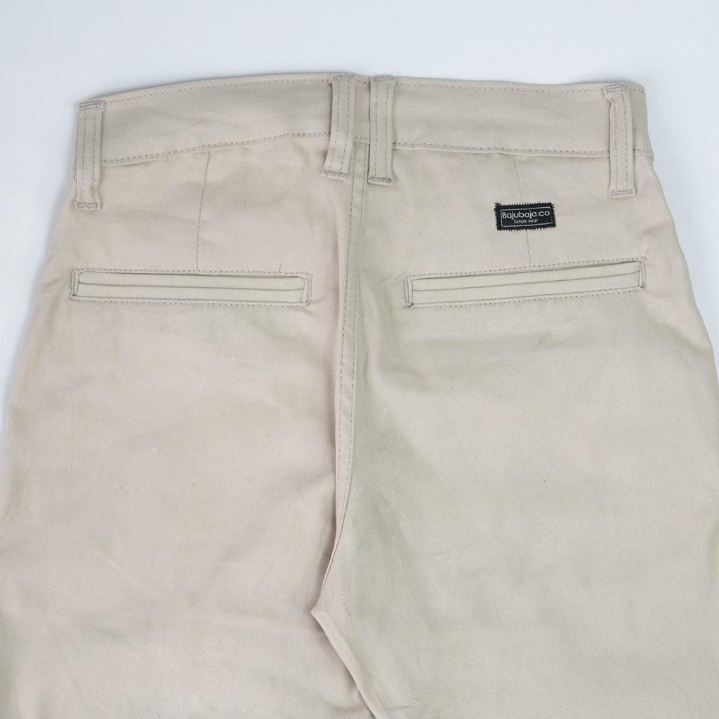 Bajubaja chino pants creamy / celana chino cream stretch pants slimfit pria