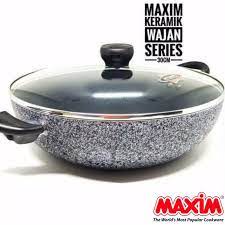 MAXIM CERAMIC WOK 30 CM TUTUP KACA ORI + 30CM DEEP WOK TUTUP KACA ORI BERGARANSI RESMI MANTAP