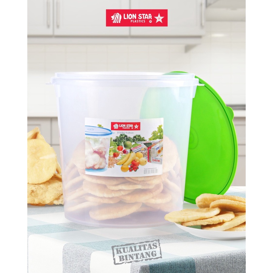 Toples Jumbo Lionstar 24 Liter - Toples Jumbo LionStar - Toples Plastik Tutup - Toples Krupuk Cemilan