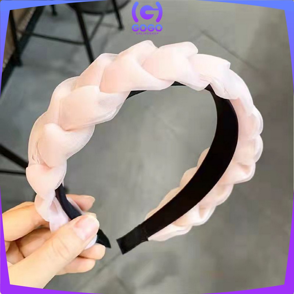 GOGO-C530 Bando Kepang Wanita Scrunchie / Bandana Nagita Organza / Headband Kepang Jalin Besar Ala Korea Aksesoris Rambut Wanita