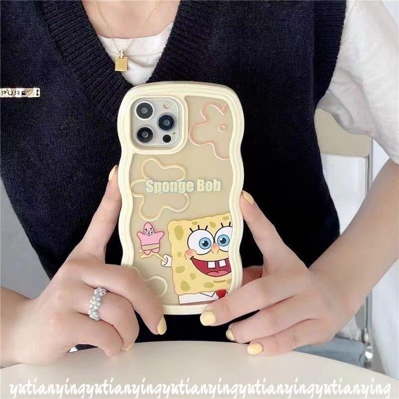 Couple Spongebob Patrick Star Case OPPO A17 A55 A16K A95 A96 A5s A16E A54 A74 A76 A57 A15 A12 A16 A7 A15s F9 A53 A9 A17K A5 A12E A16s A3s A52 A72 A32 Soft TPU Wavy Edge Back Cover