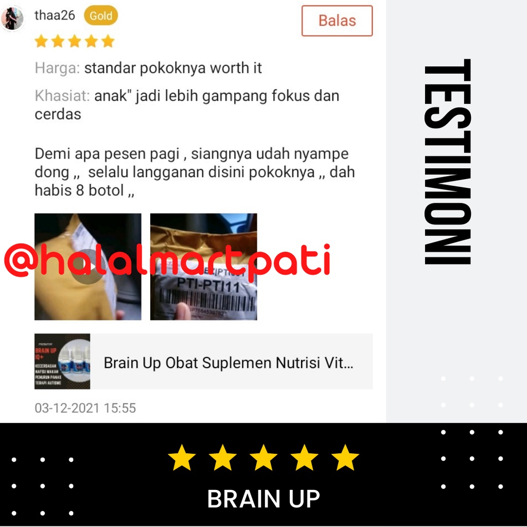 Brain Up Probiotik Ekstrak Pegagan Madu Obat Suplemen Vitamin Nutrisi Speech Delay Penambah Peningkat Kecerdasan Konsentrasi Daya Ingat Otak Nafsu Makan Penurun Panas Demam Anak Pintar Cerdas