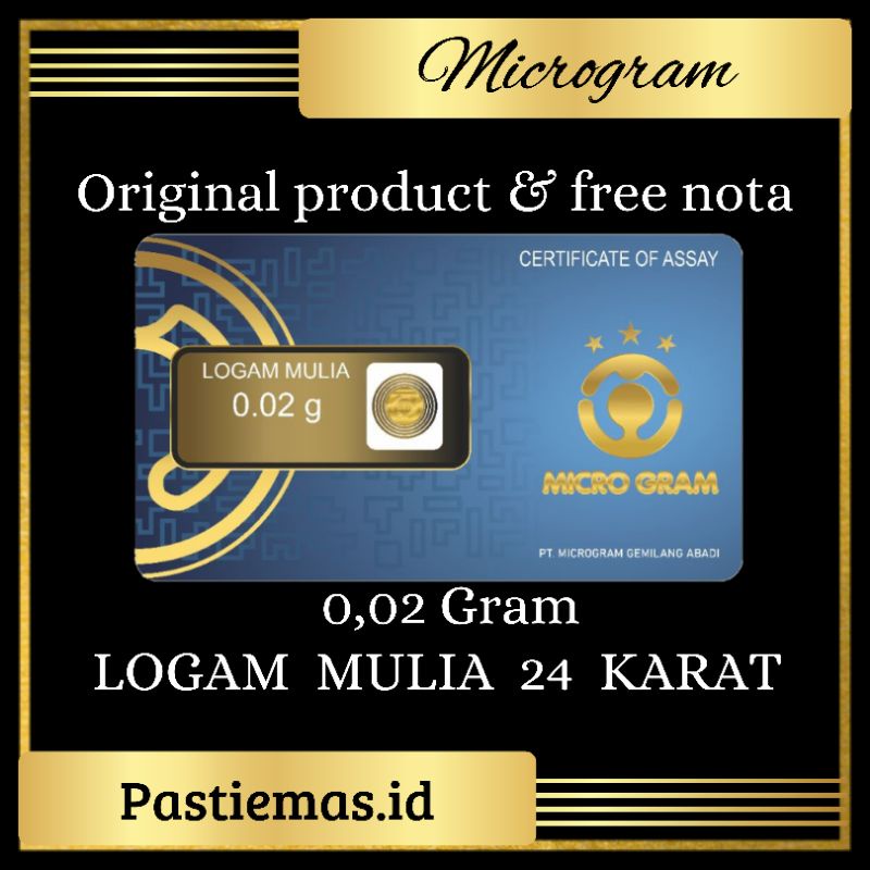MICROGRAM 0,02 GRAM EMAS MURNI BERSERTIFIKAT SUCOFINDO TERJAMIN KEASLIANNYA MINIGOLD EMAS 24 KARAT