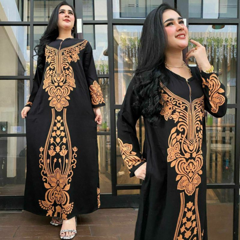 Daster Abaya Exclusive Warna Black Edition Ld 110 | Daster Vanessa Angel Black Big size Busui Bisa C