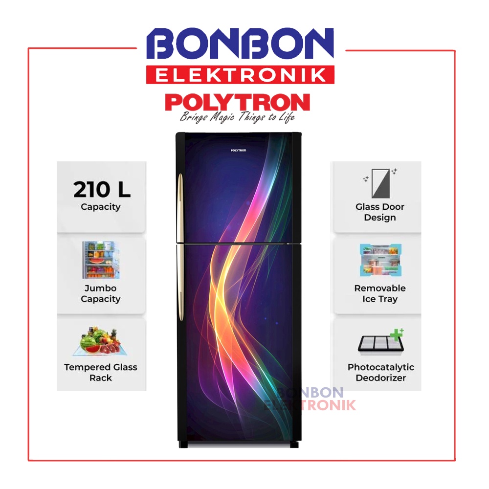 POLYTRON Kulkas 2 Pintu 210 Liter PRM 21PAX / PRM-21PAX 210L