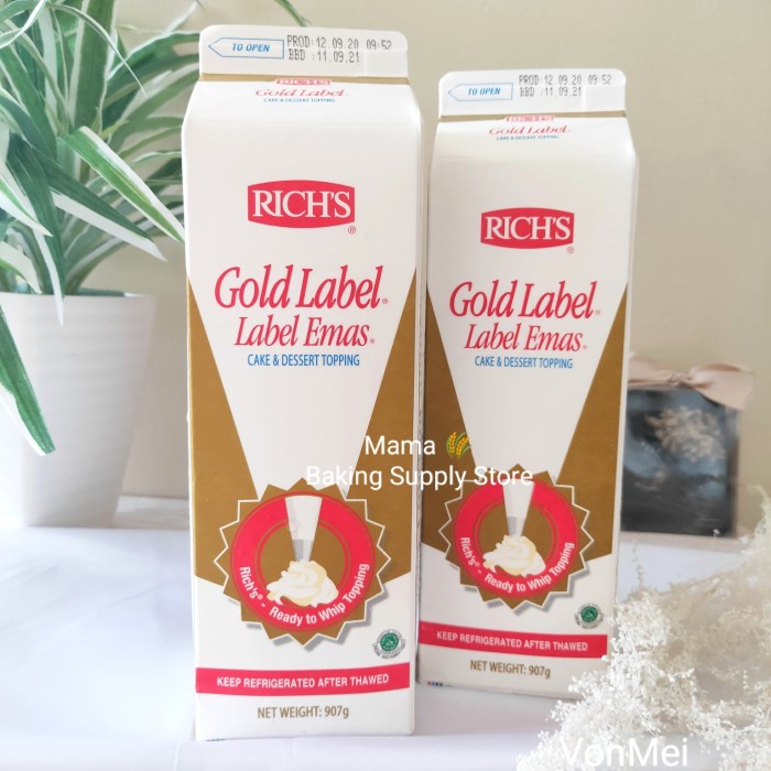 

RICH'S RICHS Gold Whipping Whip Cream Krim Richs Topping 1 L 907 Gr