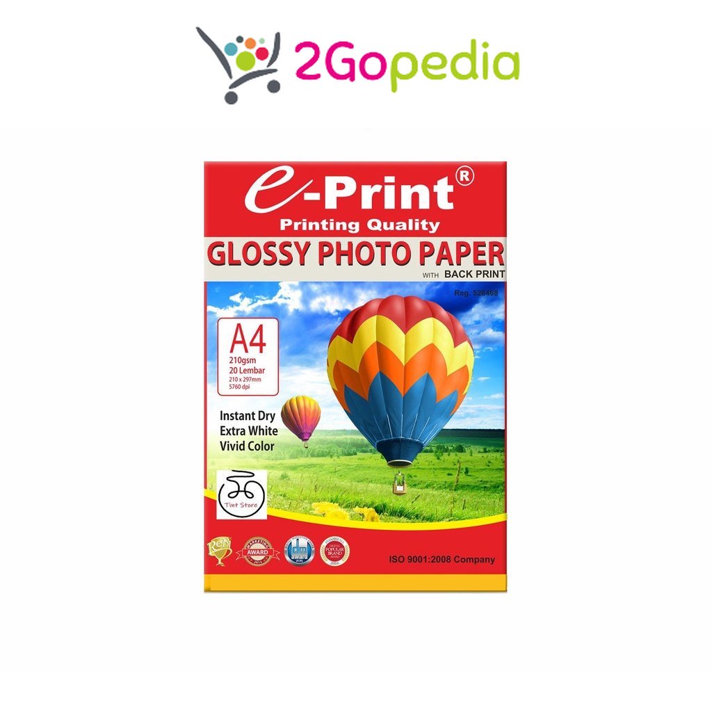 

Kertas Foto Glossy Photo Paper With Back Print A4 210 Gsm 20 Lembar E-print Grosir Murah Atk