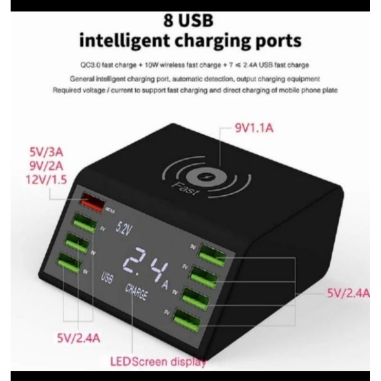 USB Charger 8 Port Wireless