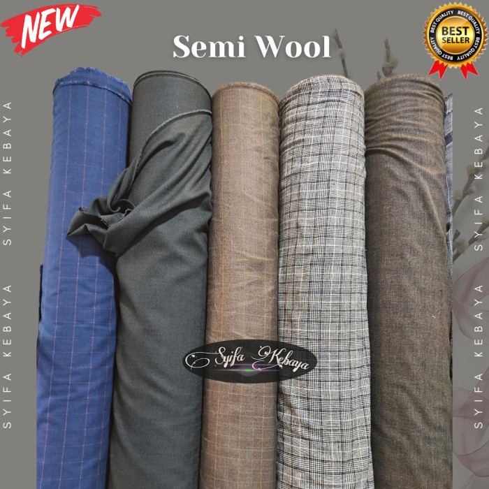 Cloth Kain Semi Wool. Bahan Kain Celana Blazer Semi Wool Woll Motif Kotak