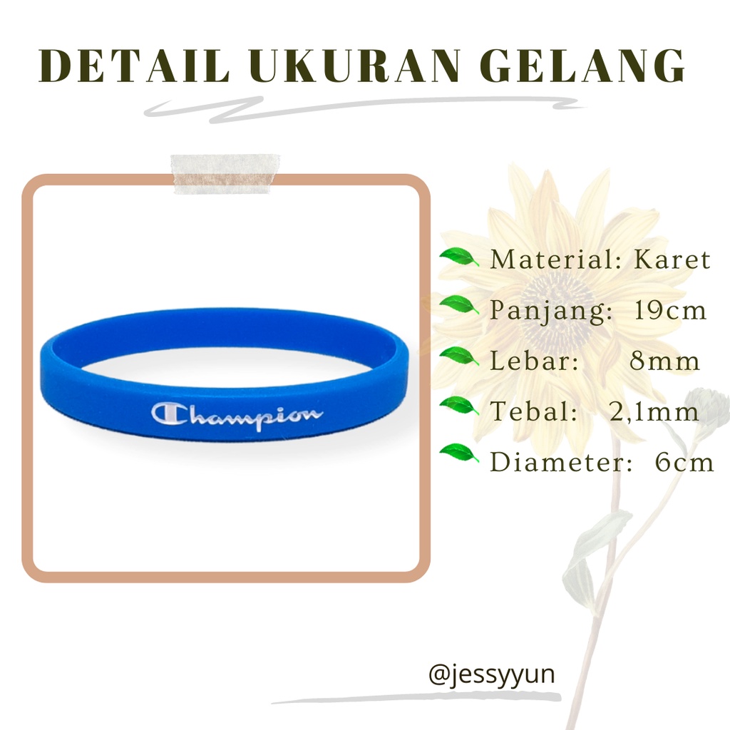 Gelang Tangan Karet - Gelang Pria Champion - Bracelet Rubber Sport