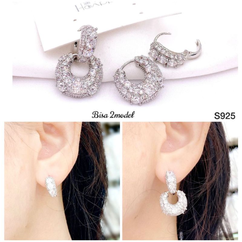 Anting Silver925 perak Mata kilau Premium Quality Anti karat anti alergi Starling silver Ts2915