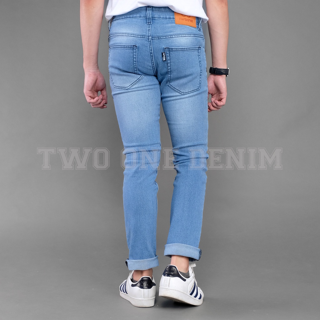 TWO ONE - Celana Jeans Panjang Pria Jeans Slim Fit Stretch Denim Bio Blits Scarup