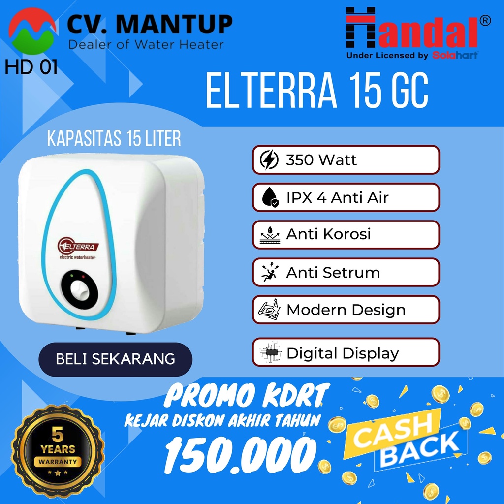 Jual Elterra Water Heater Electrik He 15l Gc 15 Liter Shopee Indonesia 3178