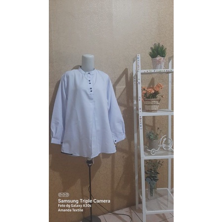 Baju Santri/ Atasan Wanita Lengan Panjang Putih Polos
