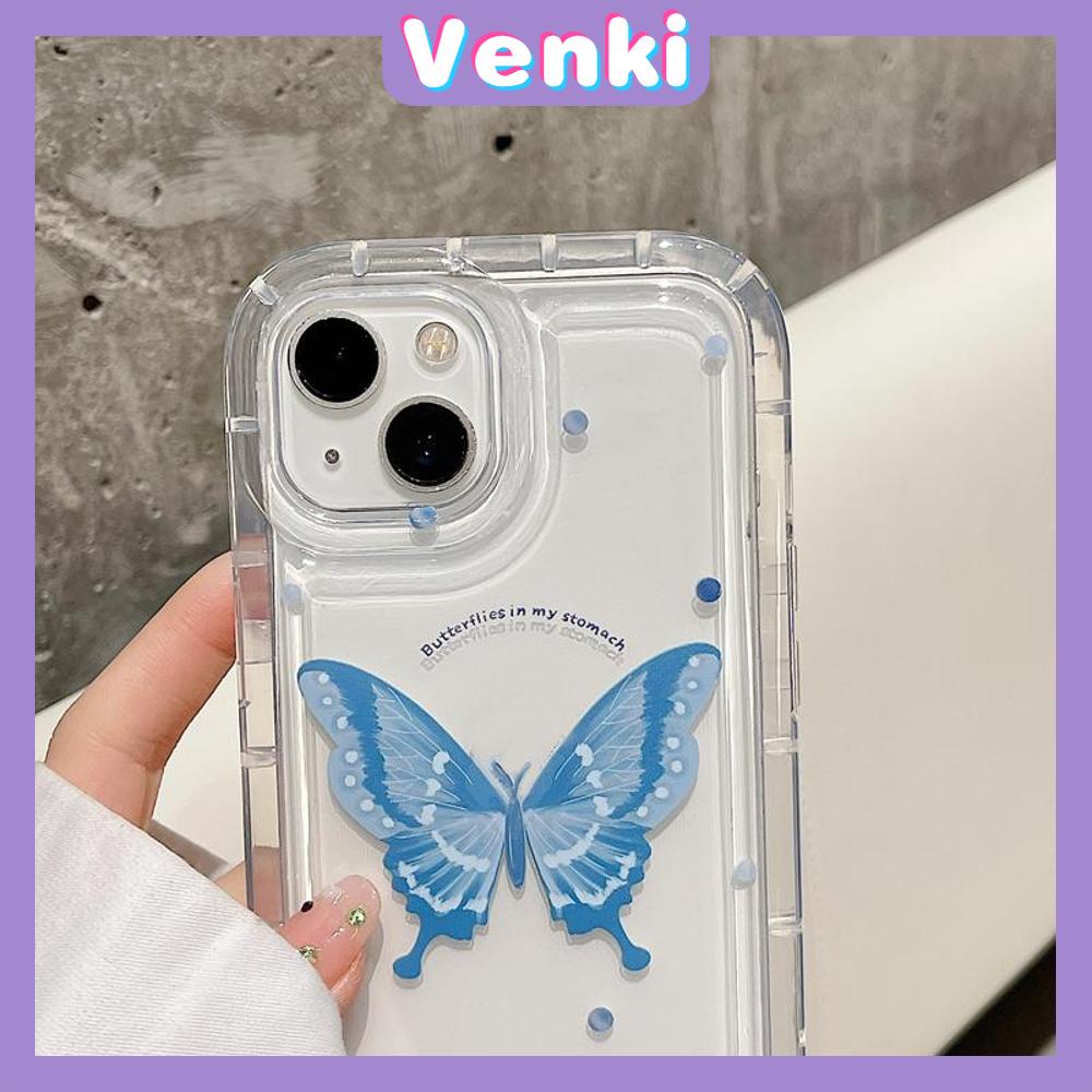 Case For iPhone 14 Pro Max TPU Soft Jelly Airbag Case Blue Butterfly Case Camera Protection Shockproof For iPhone 14 13 12 11 Plus Pro Max 7 Plus X XR