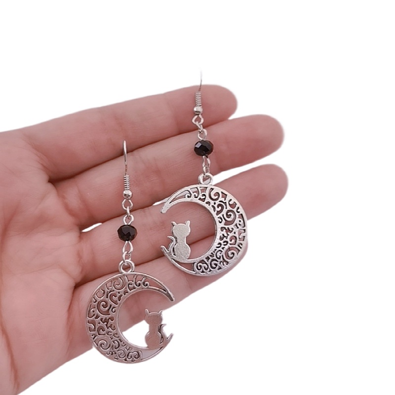 Anting Bentuk Bulan Dan Kucing Model hollow Untuk Wanita