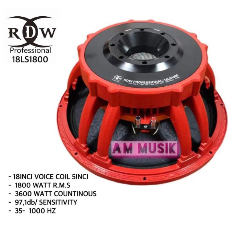 SPEAKER SUBWOOFER RDW 18 INCH 18LS1800 18 INCH ORIGINAL