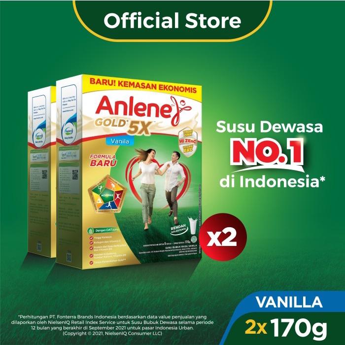 

Anlene Gold 5X Susu Bubuk Vanila 2 x 170g-Tulang, Sendi & Otot