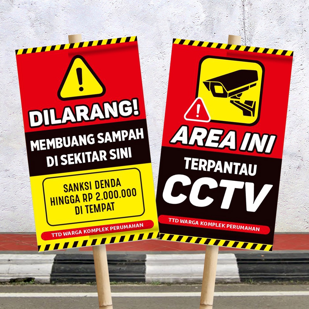 Jual Spanduk Stand Dilarang Buang Sampah Sembarang Dan Cctv Kompleks