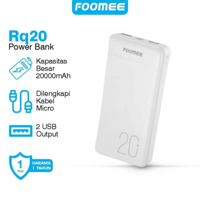 0FOOMEE Powerbank RQ20 20000 mAh 2 USB Port 2.1A Interfaces