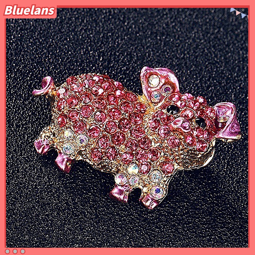 Bluelans Women Rhinestone Inlaid Pig Brooch Pin Corsage Bag Badge Cloth Jewelry Accessory
