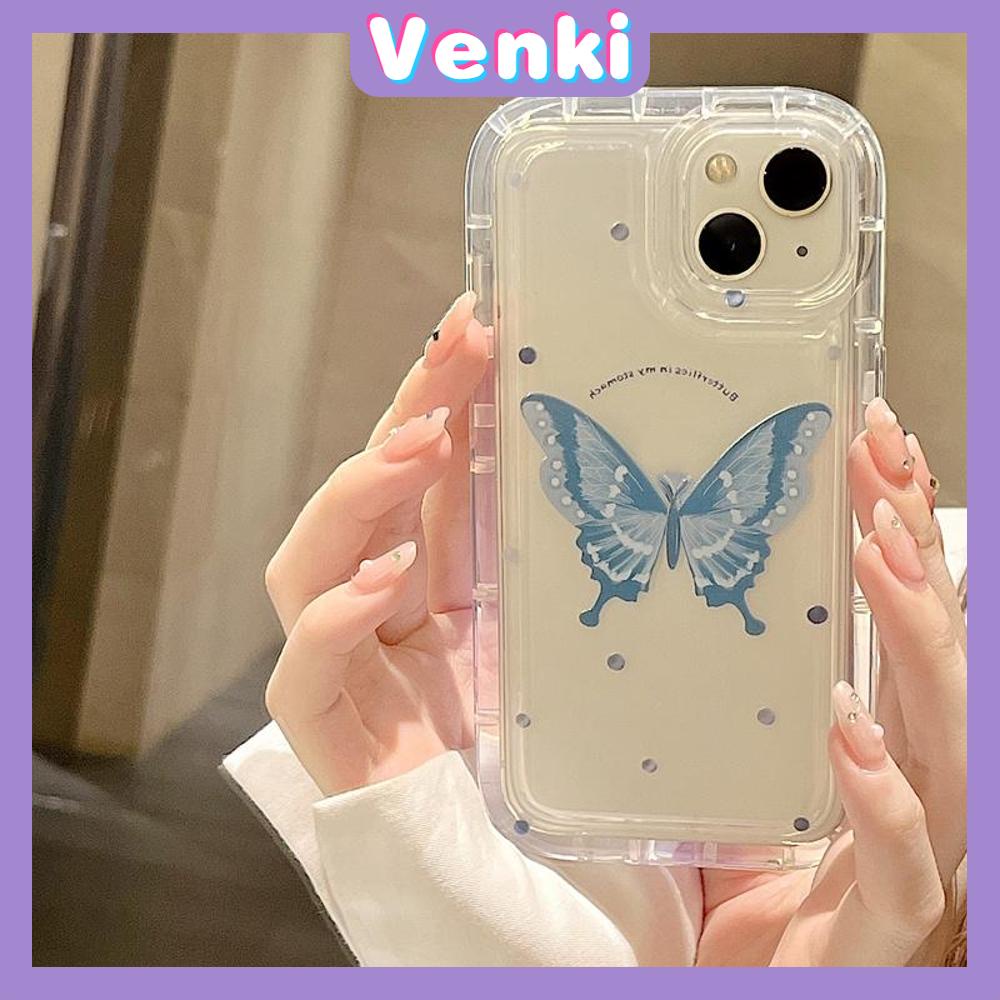 Case For iPhone 14 Pro Max TPU Soft Jelly Airbag Case Blue Butterfly Case Camera Protection Shockproof For iPhone 14 13 12 11 Plus Pro Max 7 Plus X XR