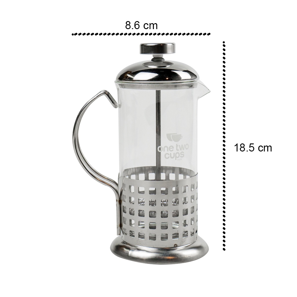 French Press Coffee Maker Pot Grid Pattern 350ml - KG72I - 7RHZ6LSV Silver