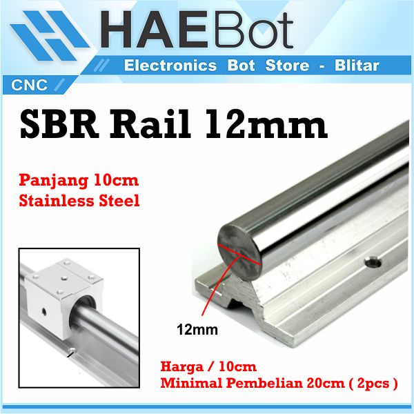 [HAEBOT] Rail SBR12 SBR 12 10cm Rel Linear Shaft As 12mm CNC Stainless Steel Part Slider Batang Industri Plasma Router Mesin Mekanik