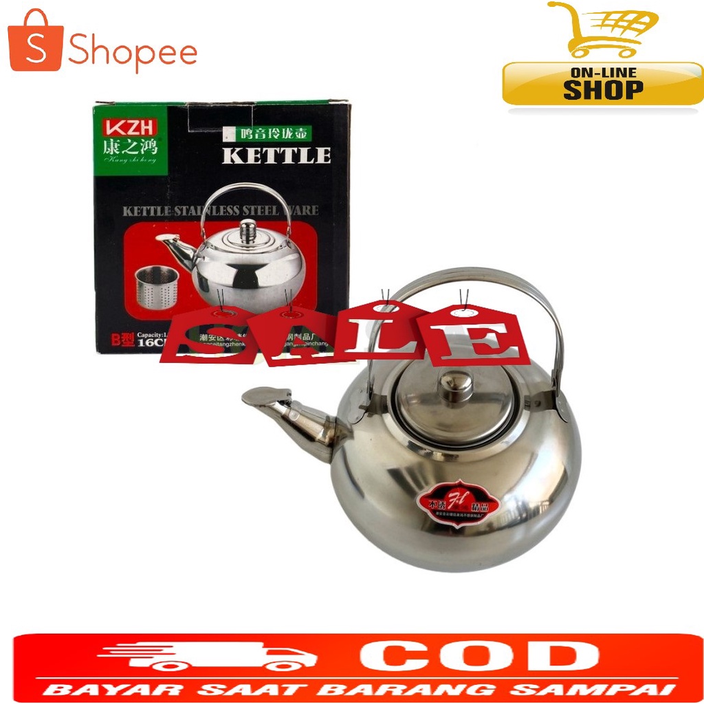 TEKO SARINGAN TEH/KOPI| TEKO SARINGAN KAPASITAS 1.2 L| TEKO SARINGAN TEH BULAT| KETEL TEKO DENGAN FI