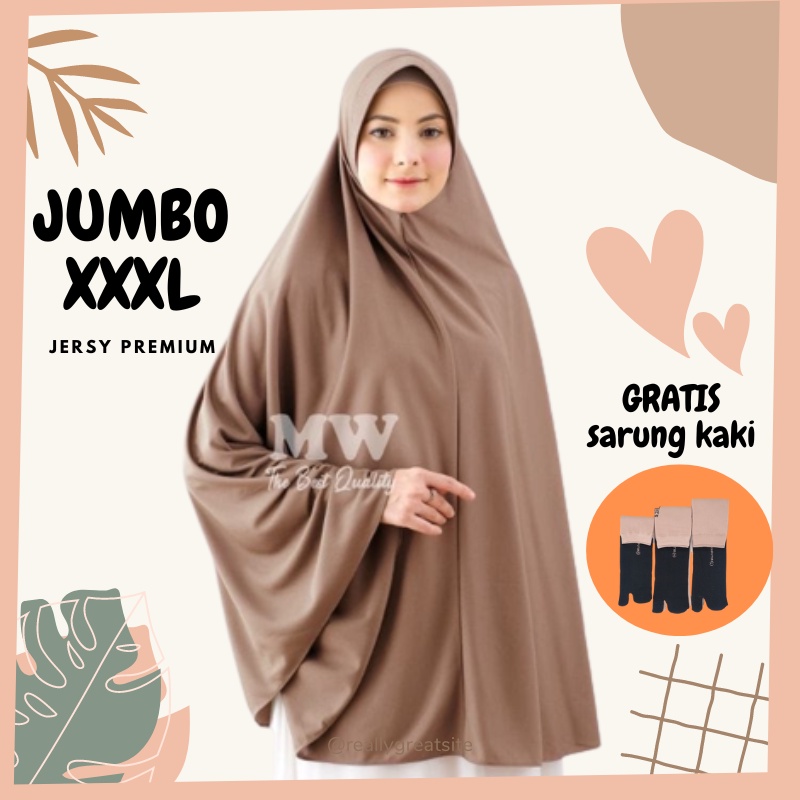 Hijab Syari Polos Ukuran Super Jumbo XXXL Terlaris Jilbab Instan Syar'i Pet Kerudung Besar Lebar Tan