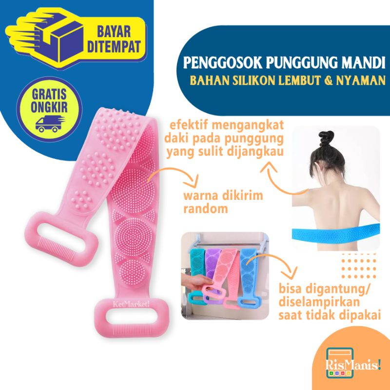 SILICONE BACK BODY SCRUBBER - Sikat Mandi Penggosok Punggung 2 Sisi Bulu Silikon Lembut Halus Membersihkan Daki Mengangkat Kulit Mati Busa Sabun Lebih Banyak