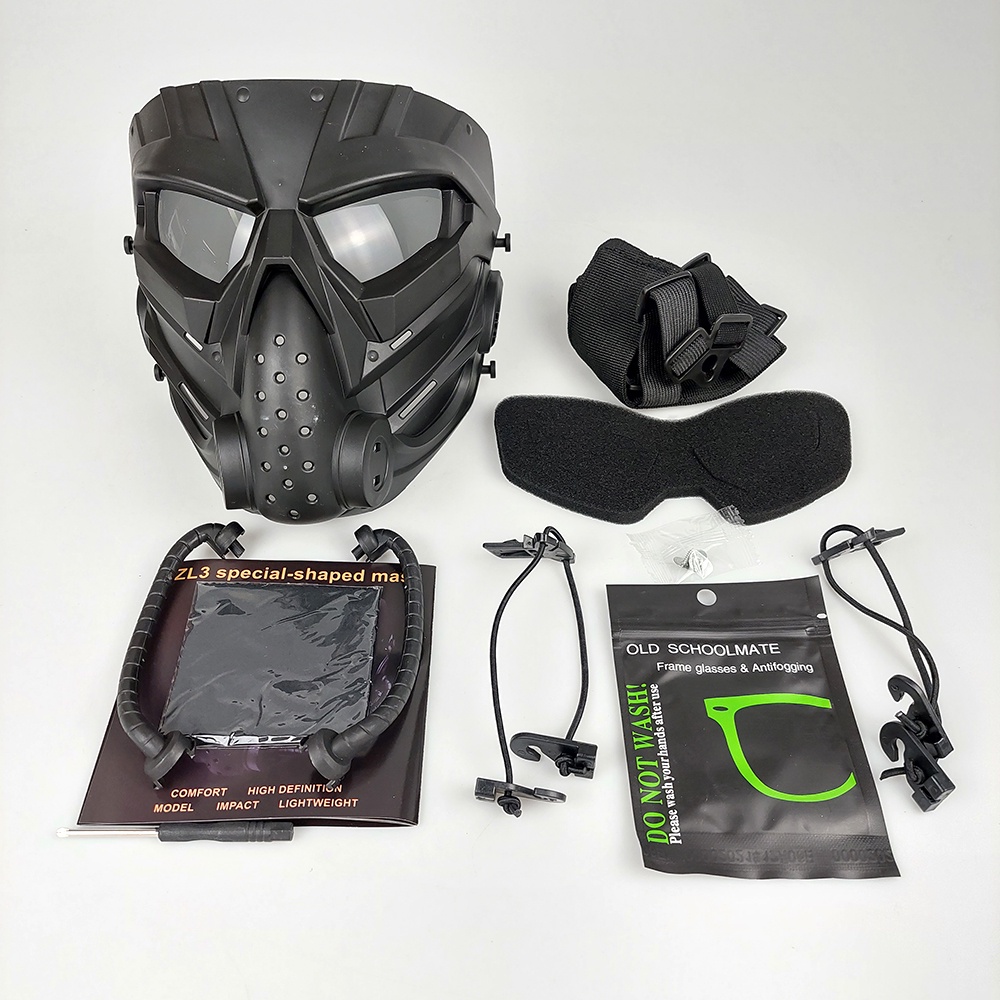 Masker Topeng Airsoft Gun Paintball Full Face Anti Fog Model Alien - WST01 - Black