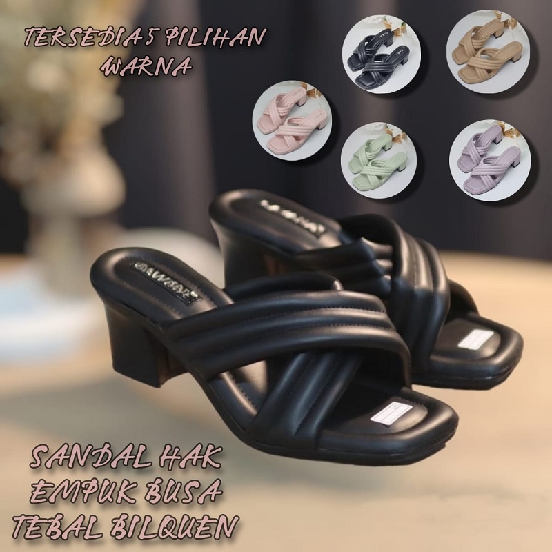 R9 Theresia Heels Wanita 5cm Alas Tebal Sangat Nyaman Dan Empuk Premium Serlina