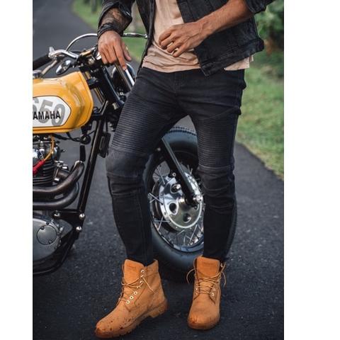 Ready LOD.DENIM - Celana panjang jeans Biker denim TRIPLE BLACK BIKER