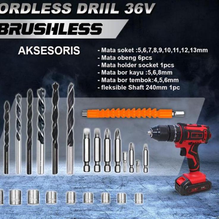 Silahkan Belanja--Murah Mazsehhhh  Mesin Bor Cordless Charger 2 Battery 36v Yukido Lithium - TERMURA