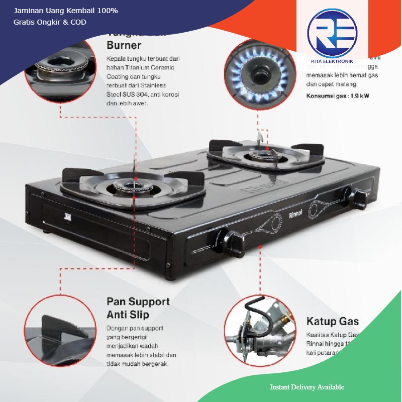 Kompor Gas Rinnai Api Sun Burner RI 202S