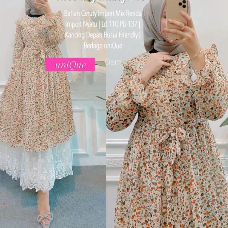BNT.18Oc22ι ‣ Marinda jumbo maxy rose big maxy ori unique dress kombinasi renda dress kekinian gamis