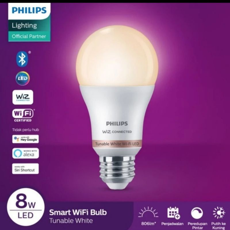 LAMPU PHILIPS SMART LED WI-FI 8W 8 WATT BLE with BLUETOOTH PUTIH KUNING