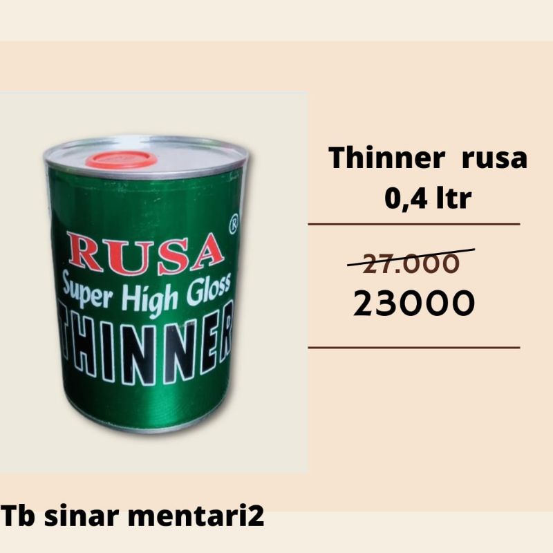 Jual Tiner Tener Thinner Pengencer Cat Duco Minyak Kaleng Kecil Rusa