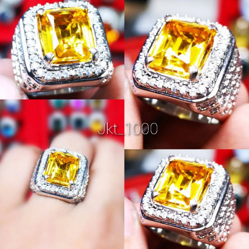 Cincin Batu Asli Yakut Kuning Kotak Bagus