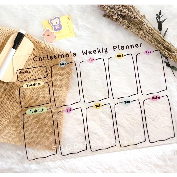 

(Gantung) Custom Acrylic Weekly Planner / To do List / Monthly Planner - A3 = 30 x 42, Weekly C