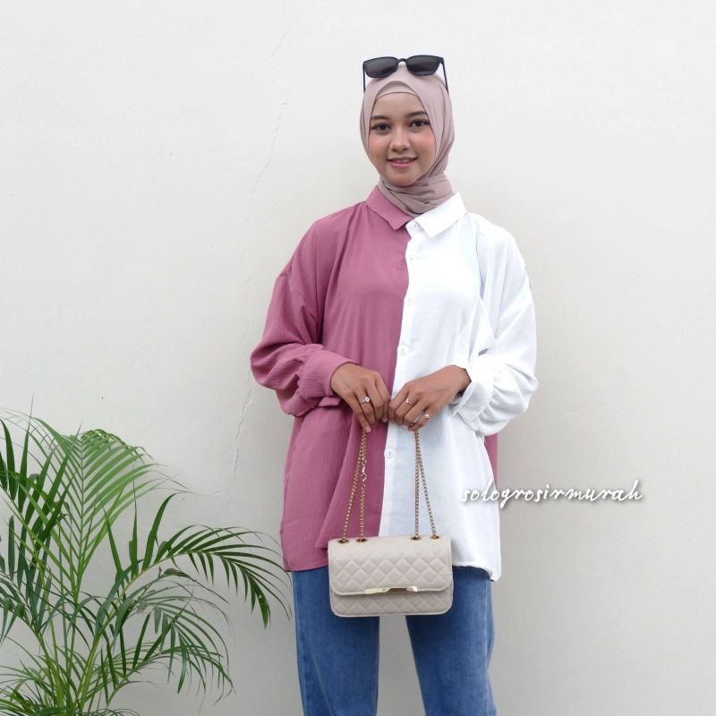 KEMEJA OVERSIZE TWO TONE