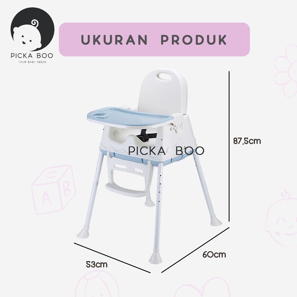 PICKA BOO Kursi Makan Bayi Fleksibel Dengan Roda Baby Meal Chair With Scooter