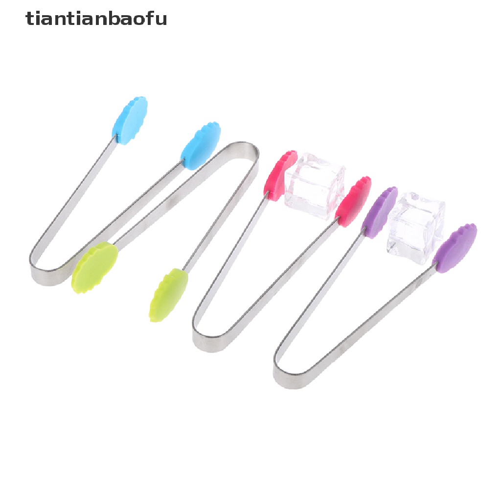 [tiantianbaofu] 1Pc Silicone Food Tongs Flower Shape Stainless Steel Non-slip Ice Candy FoodClip Boutique