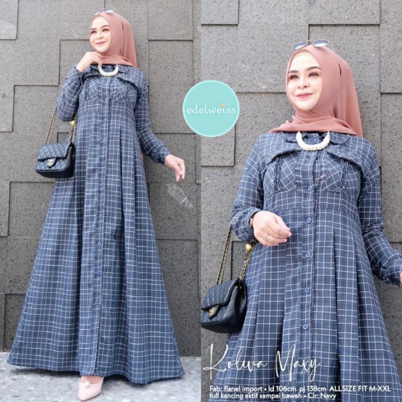 Koliva Maxy//Gamis Bahan Flanel Import//Gamis Wanita Terbaru